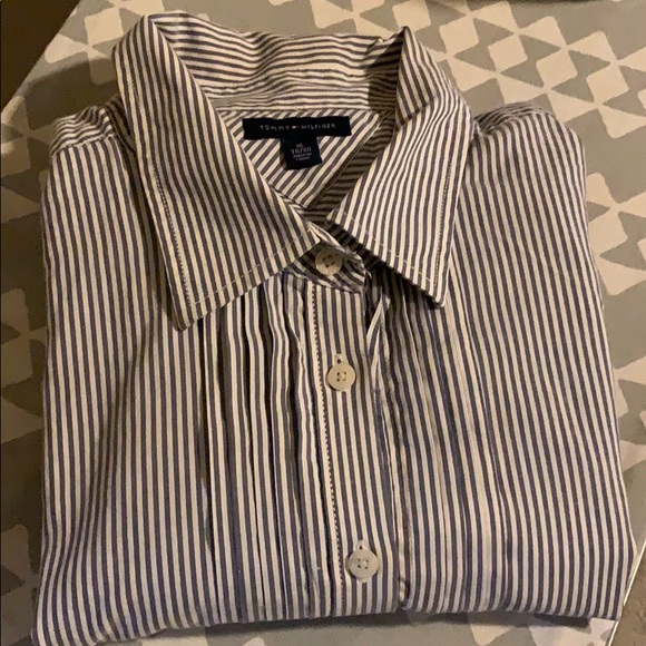 Tommy Hilfiger Tops - Tommy Hilfiger Blue and White stripped Oxford Button Down Shirt
